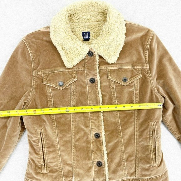 GAP y2k Brown Velour Penny Lane Velour Sherpa Jacket Womens Size Medium Utility - Picture 3 of 9